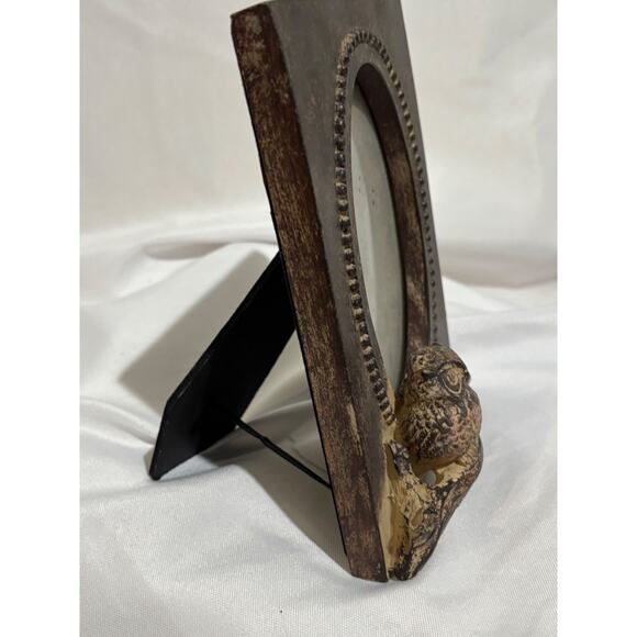 3D Owl Picture photo Frame oval Resin Stone Cabin Country Nature Shabby Chic - Picture 3 of 9